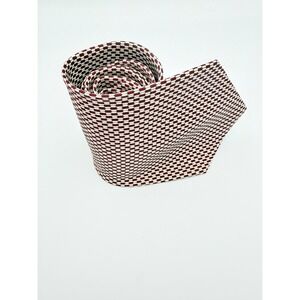 Sidney Mens Burgundy White Geometric Honeycomb Micro Polyester Necktie 60 Inch